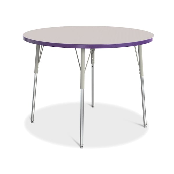 Jonti-Craft Berries Round Activity Table, 42 in. Diameter, A-height, Freckled Gray/Purple/Gray 6468JCA004 - main